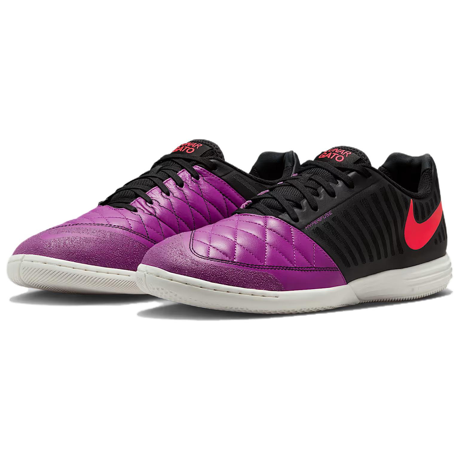 Nike Lunargato II - дышащие низкие повседневные кроссовки унисекс, черный с фиолетовыми вставками — фото 3