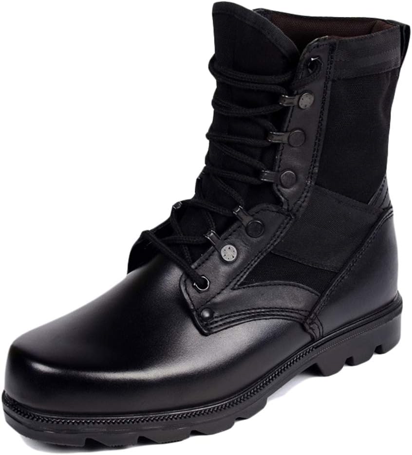 

Wygwlg мужские стальные туфли с носком, черные боевые ботинки Military Army Combat Bow, прочные противоскользящие походные ботинки, унисекс-безопасная вседорожная обувь, черный