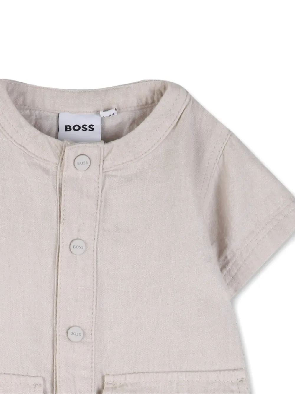Ромпер с карманом на пуговицах BOSS Kidswear, бежевый — фото 3