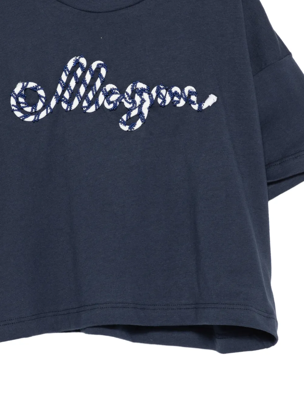 Вышитая футболка Msgm Kids, синий — фото 3