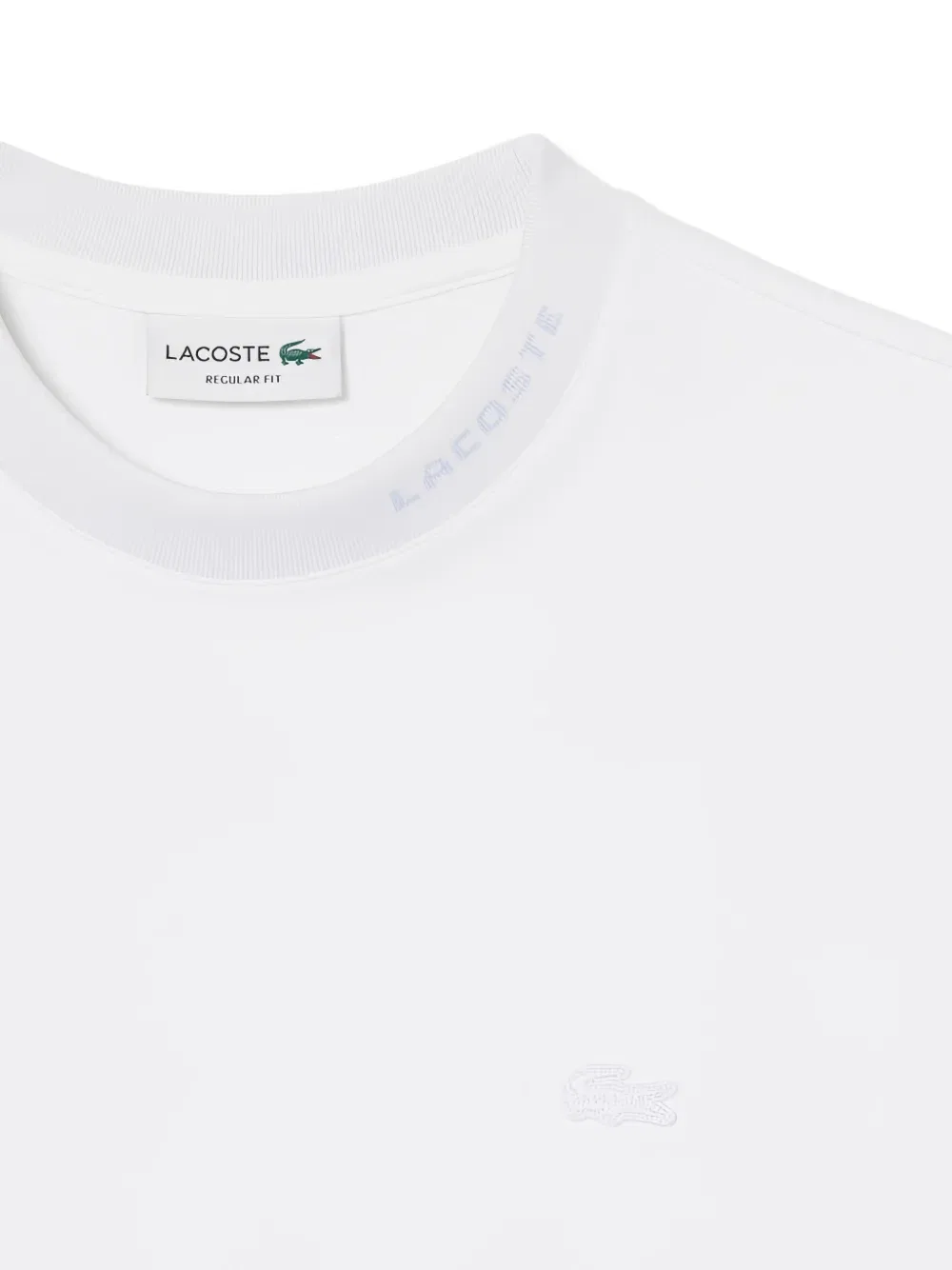 Хлопковая футболка с круглым вырезом и логотипом Lacoste, белый — фото 3