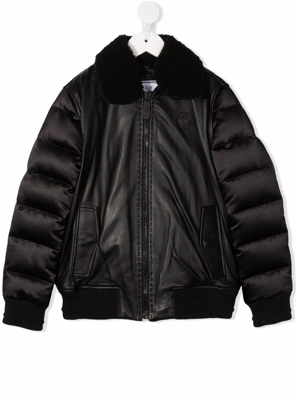 

Бомбер Iconic Plein с дутыми вставками Philipp Plein Junior, черный
