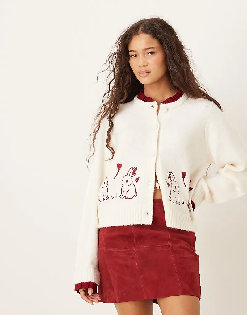 

Кардиган с изображением кролика Neon Rose кремового цвета