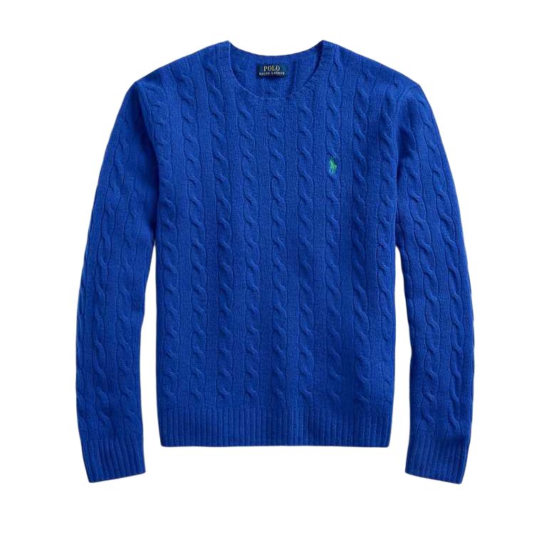 

Пони с вышивкой свитер ажурной вязки Polo Ralph Lauren, синий