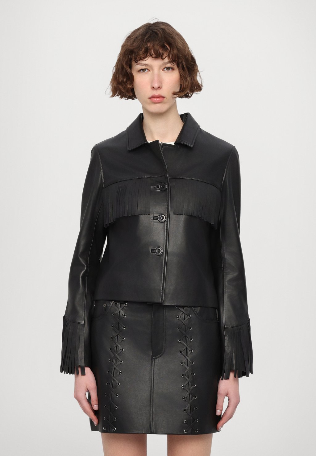 

Кожаная куртка FRINGED JACKET STUDIO ID, черный
