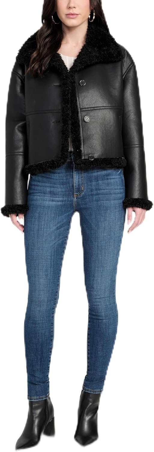 

GUESS женская майка Terry с искусственным мехом, Jet Black