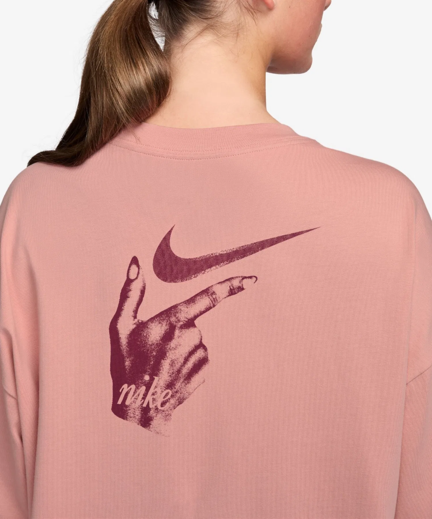 Женская футболка Nike Oversized с длинными рукавами и принтом, Red Stardust — фото 4