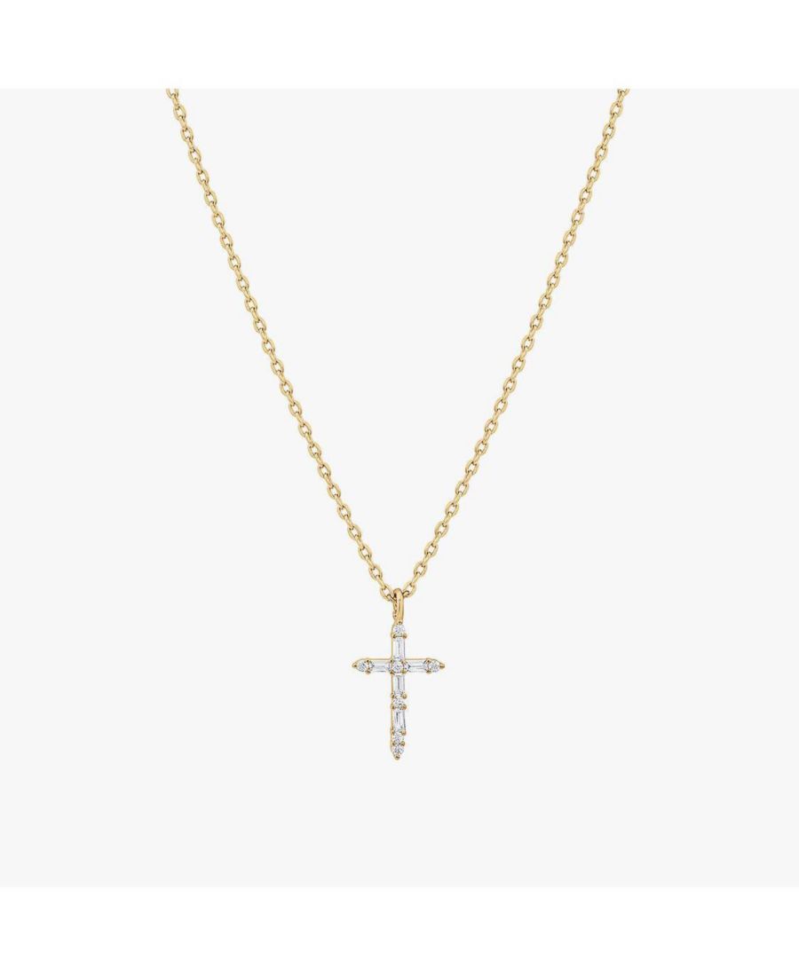 

Колье с крестом ирис, кулон в виде креста с кристаллами, изящное, символ веры, подарок Bearfruit Jewelry, Yellow gold