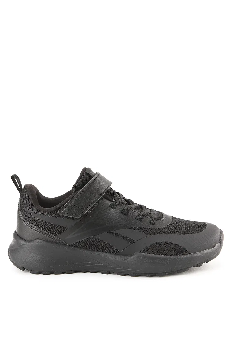 Кроссовки детские спортивные, шнуровка и липучка, Energen Run Elastic Lace & Top Strap, Energen Reebok, черный/серый