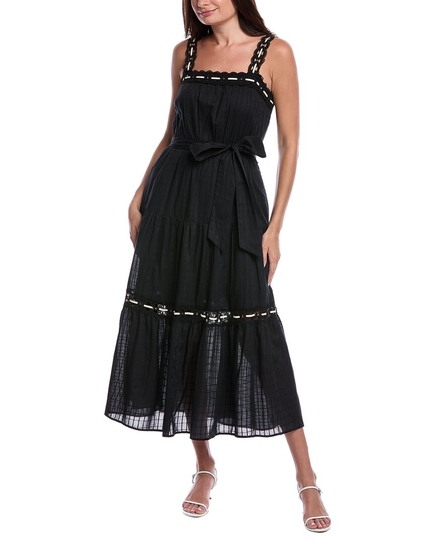 

Anne Klein Платье макси с кружевными деталями, черный