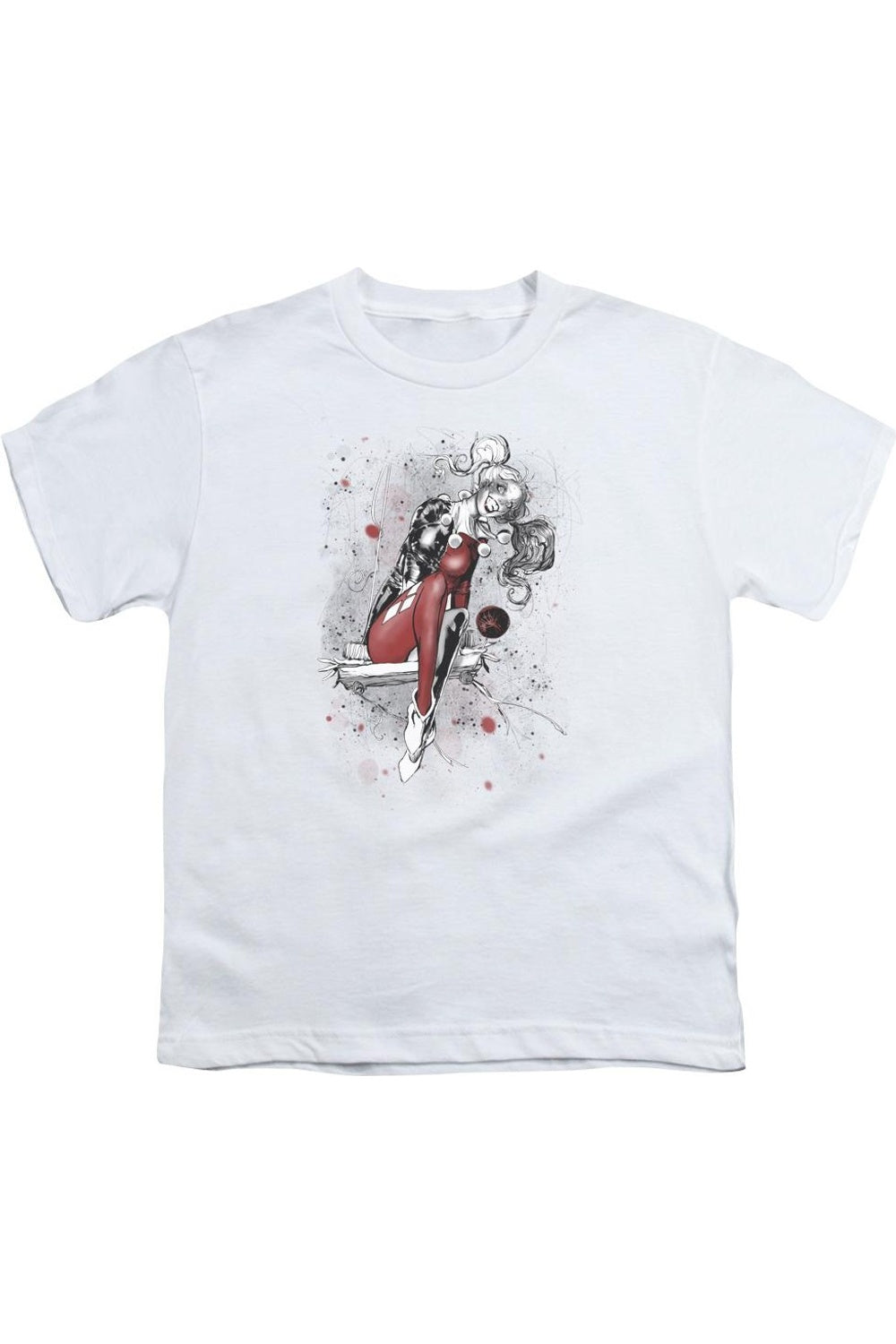 

Футболка с коротким рукавом для подростков с эскизом Harley из Лиги Справедливости Америки Gildan, белый