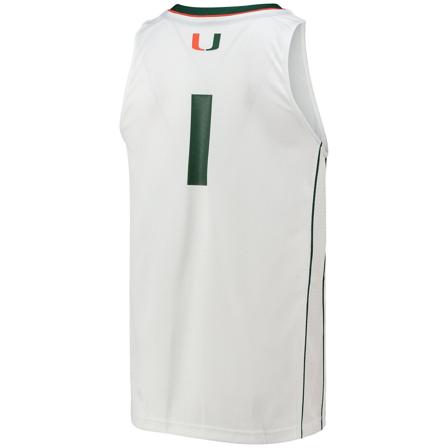 Мужская белая баскетбольная майка Adidas #1 Miami Hurricanes Team Swingman — фото 3