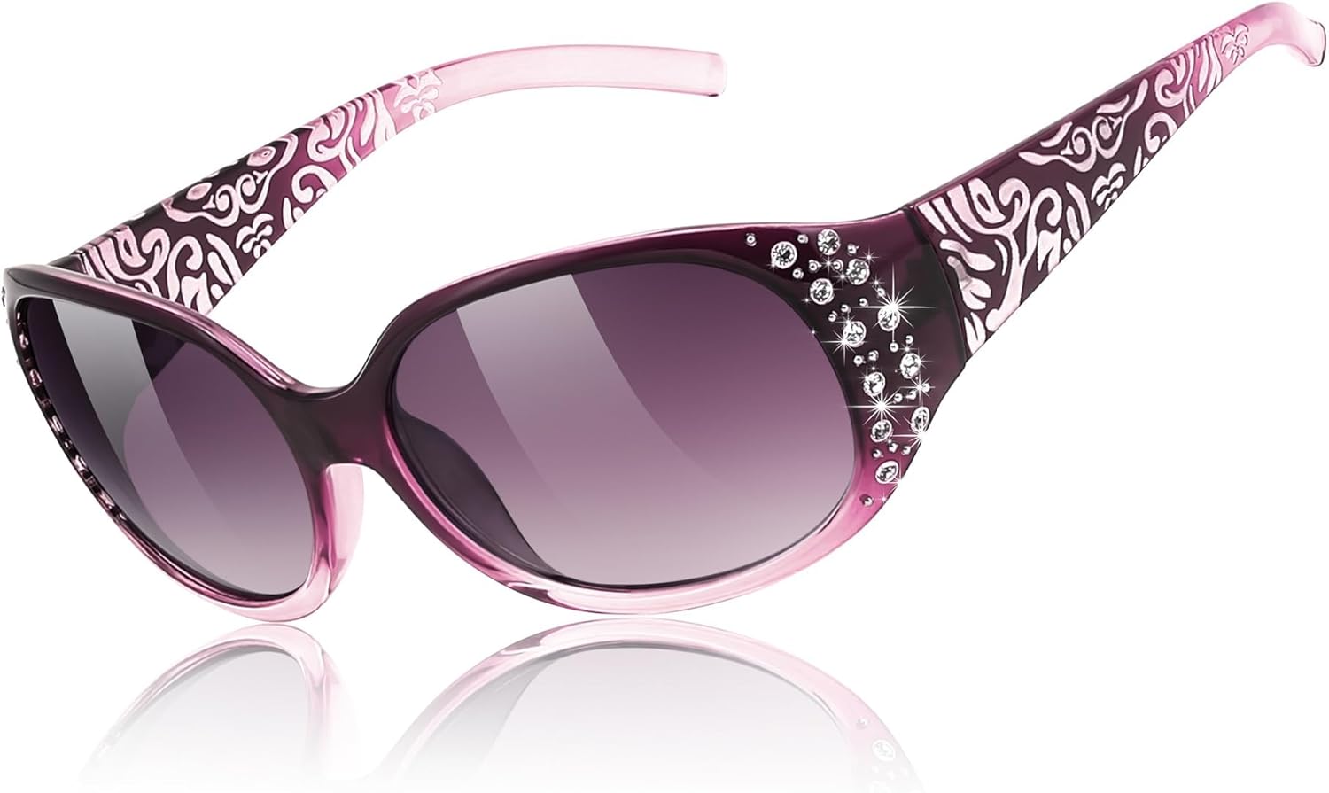 

Женские поляризованные солнцезащитные очки FEISEDY с обтекаемой формой, украшенные стразами, модные солнцезащитные очки с защитой UV400, артикул B1091, Gradual Purple Frame & Gradual Purple Lens