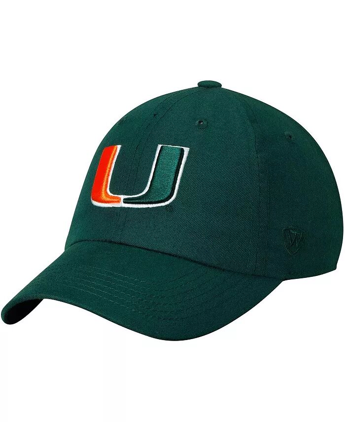 

Мужская зеленая бейсболка с логотипом Miami Hurricanes Primary Staple Adjustable Top of the World