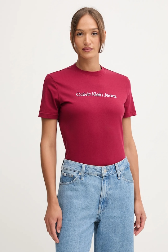 

Хлопковая футболка Calvin Klein Jeans, бордовый, Красный, Хлопковая футболка Calvin Klein Jeans, бордовый