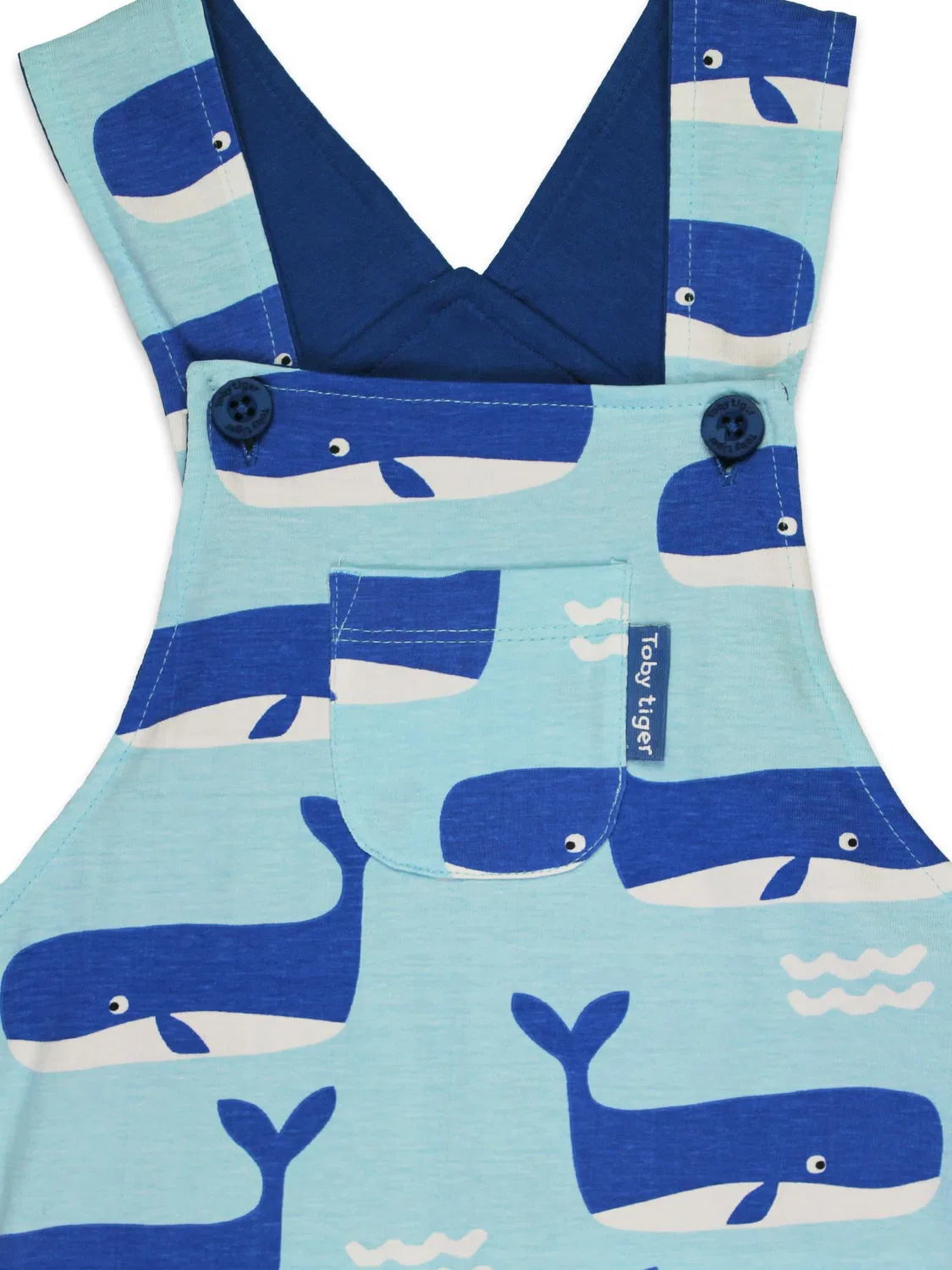 Комбинезон Bio-Baumwoll Kinder Latzhose kurz mit Wal und Wellen-Druck Toby Tiger Regular, цвет: синий — фото 2