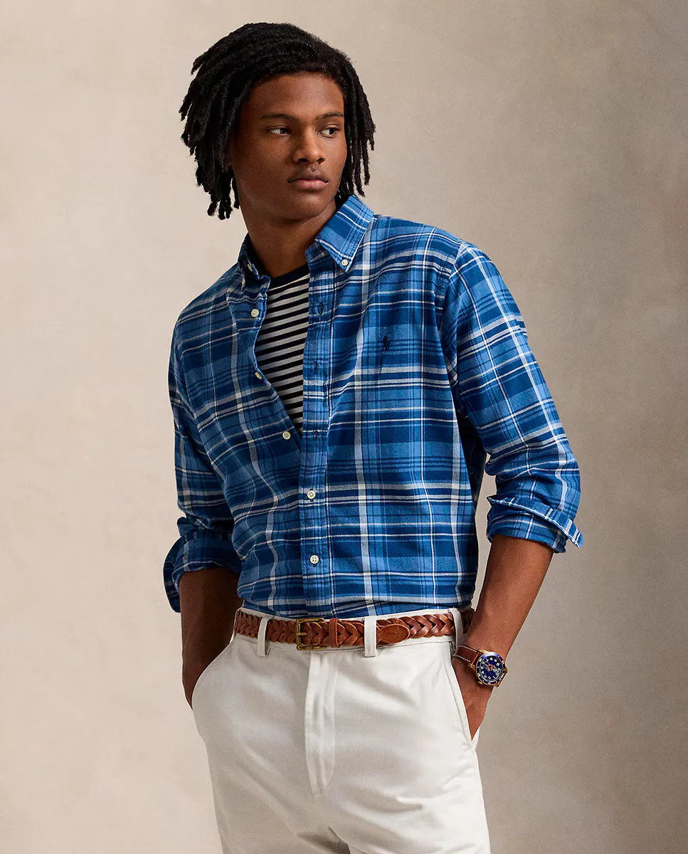 

Мужская рубашка из хлопка, прямого кроя Polo Ralph Lauren, индиго