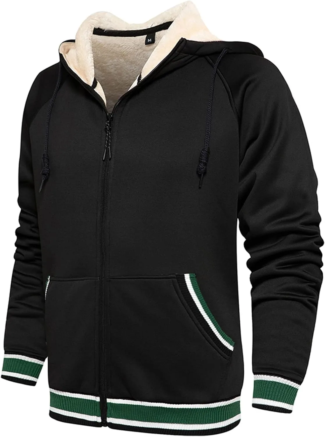 

Мужская толстовка с капюшоном на молнии, утепленная Sherpa, с карманом Easyoyo