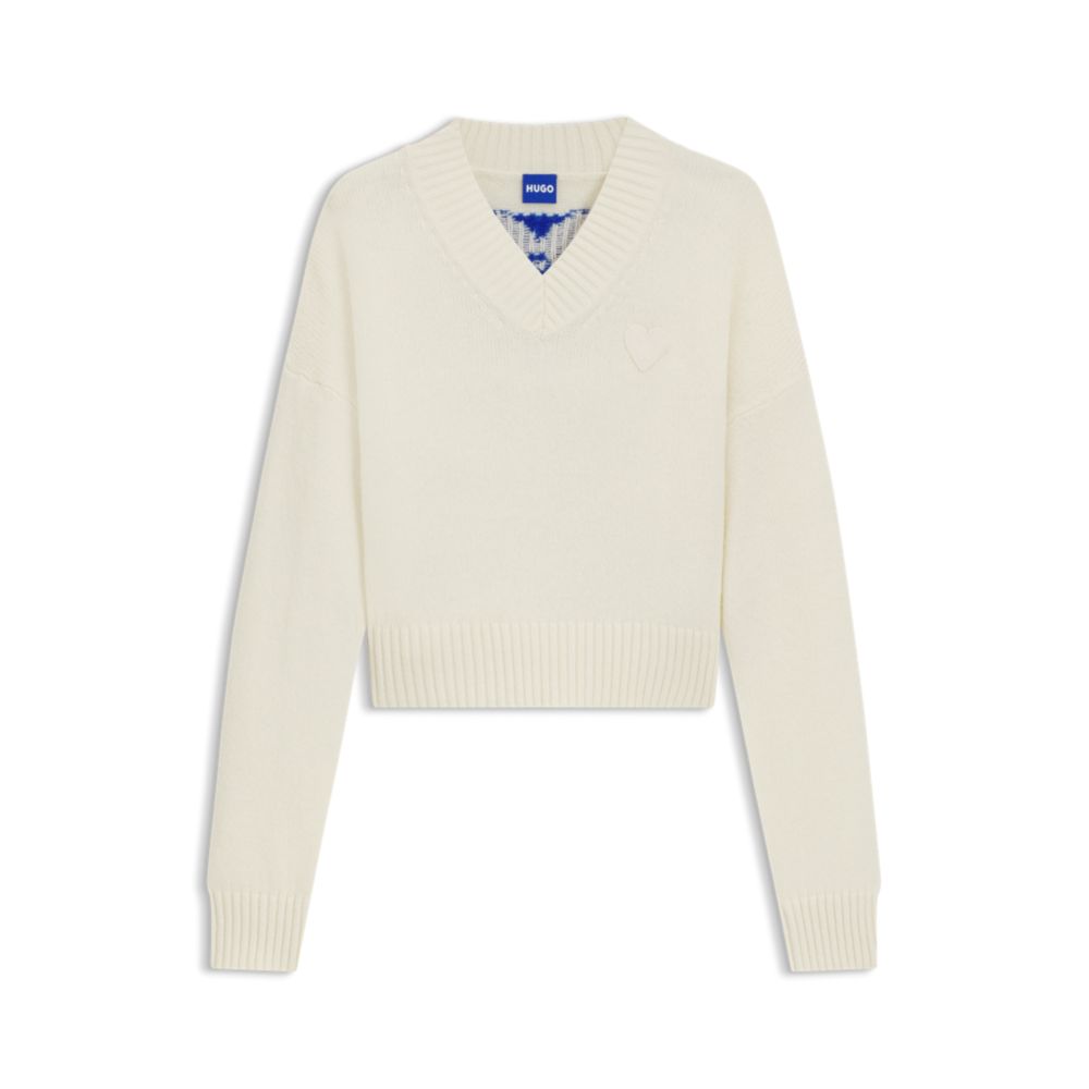 

V-образный свитер сзади с сердцем Happy HUGO, Patterned