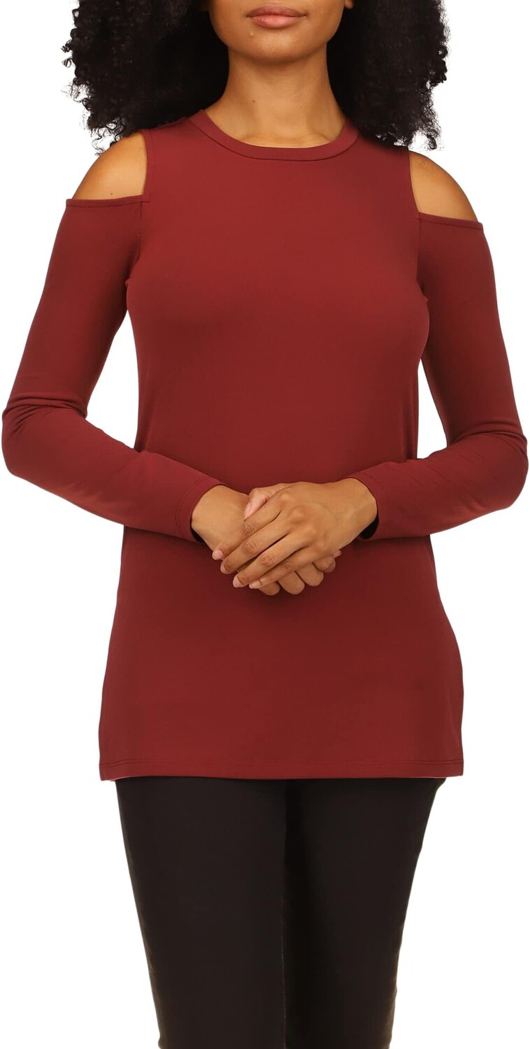 

Топ Michael Kors Long Sleeve Cold-Shoulder, цвет Merlot