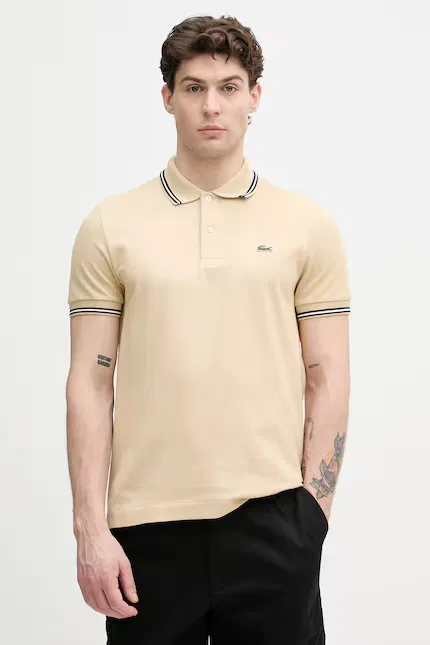 Поло хлопковое Lacoste, бежевый