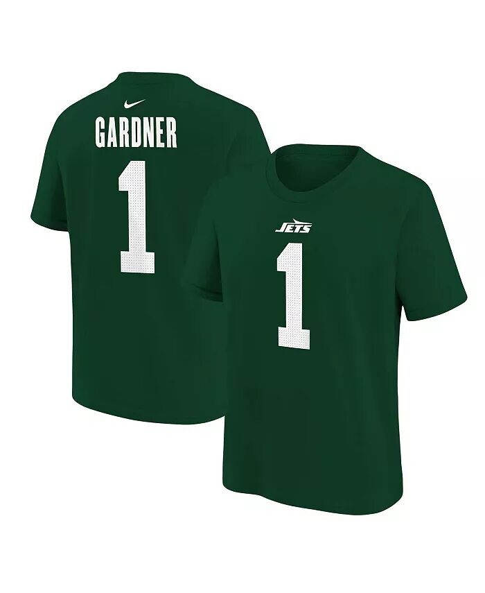 

Футболка Big Boys and Girls Ahmad Sauce Gardner Green New York Jets с именем игрока и номером Nike, зеленый