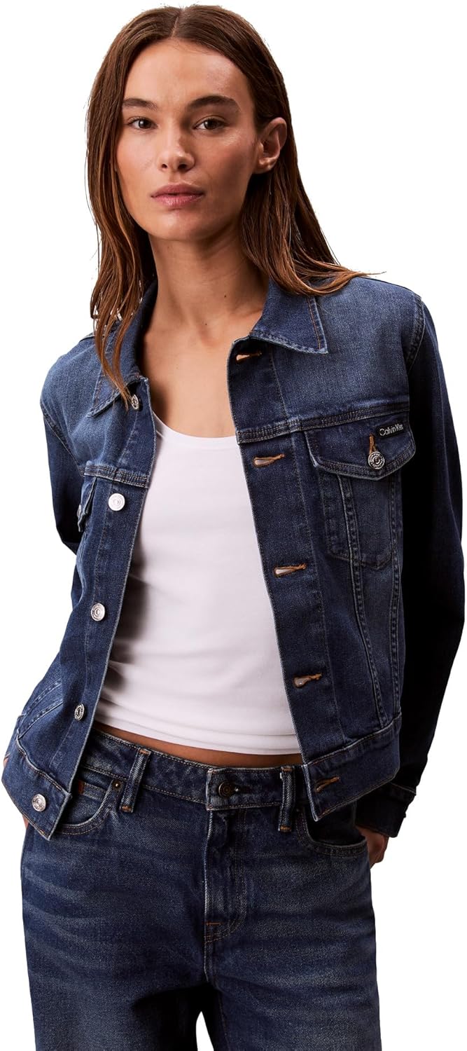 

Calvin Klein Женская классическая джинсовая куртка-косуха, Medium Sky
