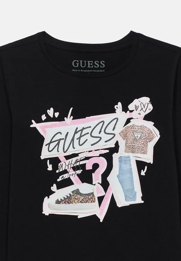 Футболка детская с длинным рукавом Guess, цвет глубокий черный — фото 4