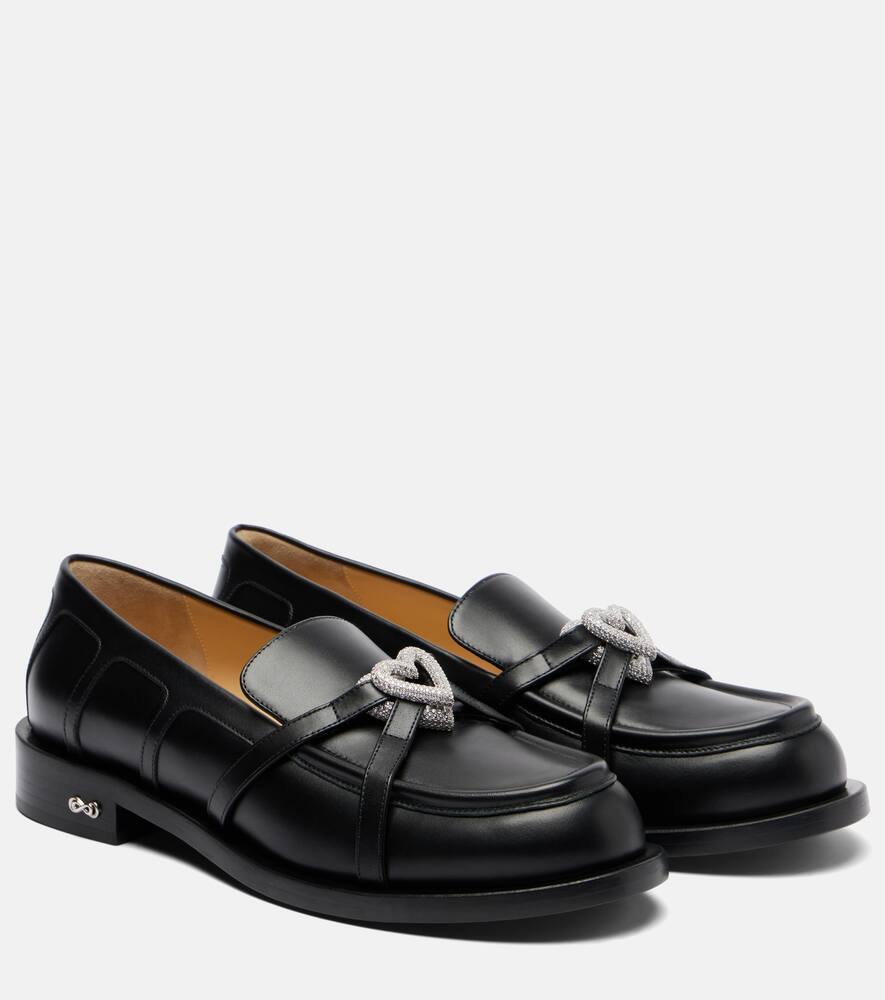 Кожаные лоферы Double Heart Mach & Mach, Black