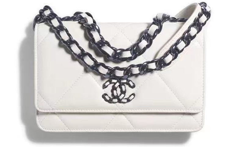 CHANEL 19BagWOC21K Зимняя коровья кожа Мини-сумка кроссбоди для женщин Белая Черная — фото 2