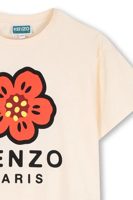 Футболка детская с коротким рукавом Kenzo Kids, бежевый — фото 4