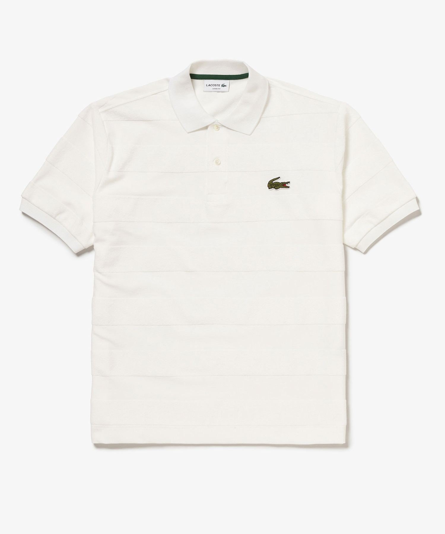 Рубашка-поло LACOSTE полосатая с ворсистой отделкой, White — фото 3