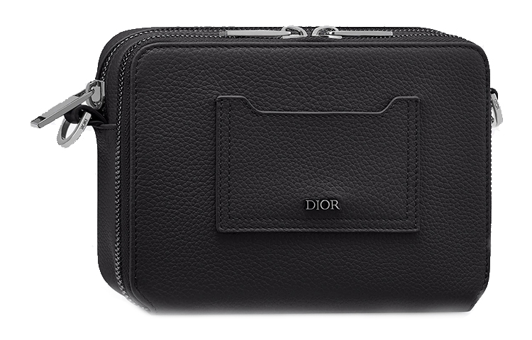DIOR Клатч из зернистой телячьей кожи, кроссбоди, наплечная сумка мужская black — фото 2