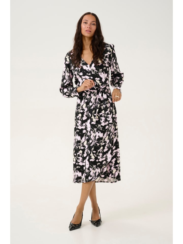 

Платье KAlura, классический крой, черно-розовый, с графическими штрихами Kaffe