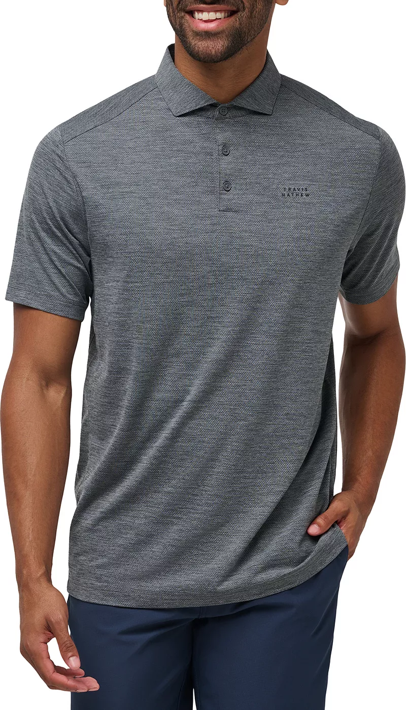 

Мужская футболка-поло для гольфа TravisMathew Heater Pro, цвет Heather Grey