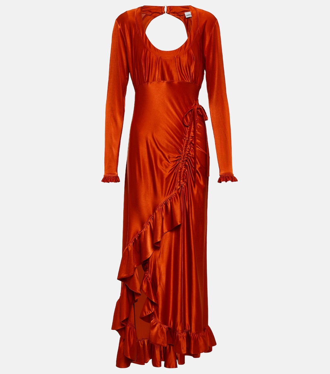 

Атласное платье макси с драпировкой PACO RABANNE, красный