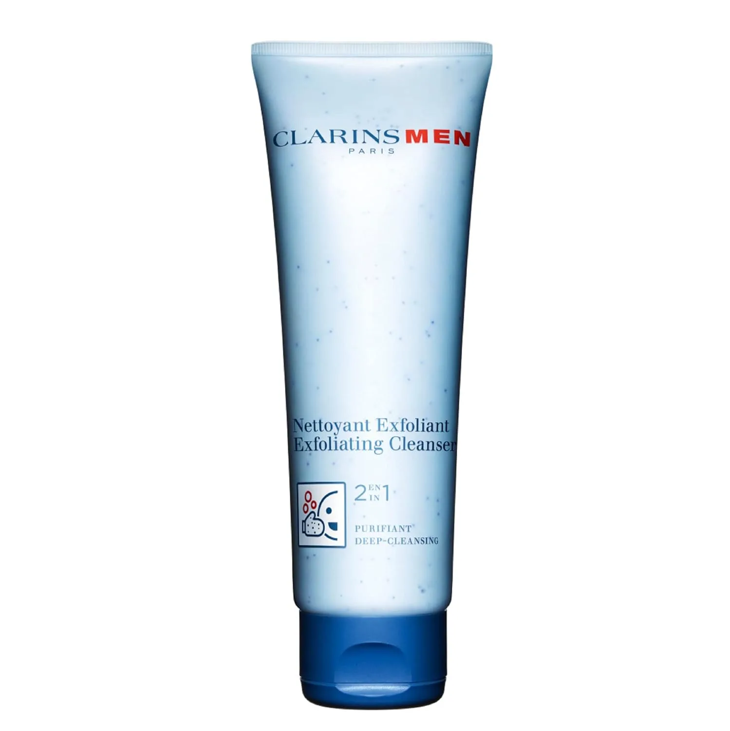 Гель для умывания Clarins — MEN Exfoliator Cleanser, очищающий для лица для мужчин, глубоко очищает поры, содержит, 125 г
