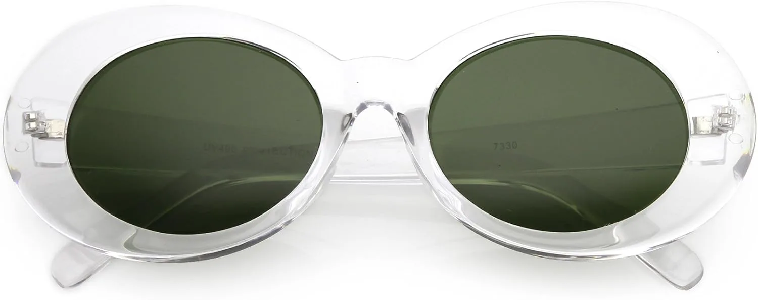 

zeroUV - Большие солнцезащитные очки в стиле ретро-мод с толстой оправой, нейтральными цветными линзами, широкими дужками, овальной формы, 53 мм, Clear / Green