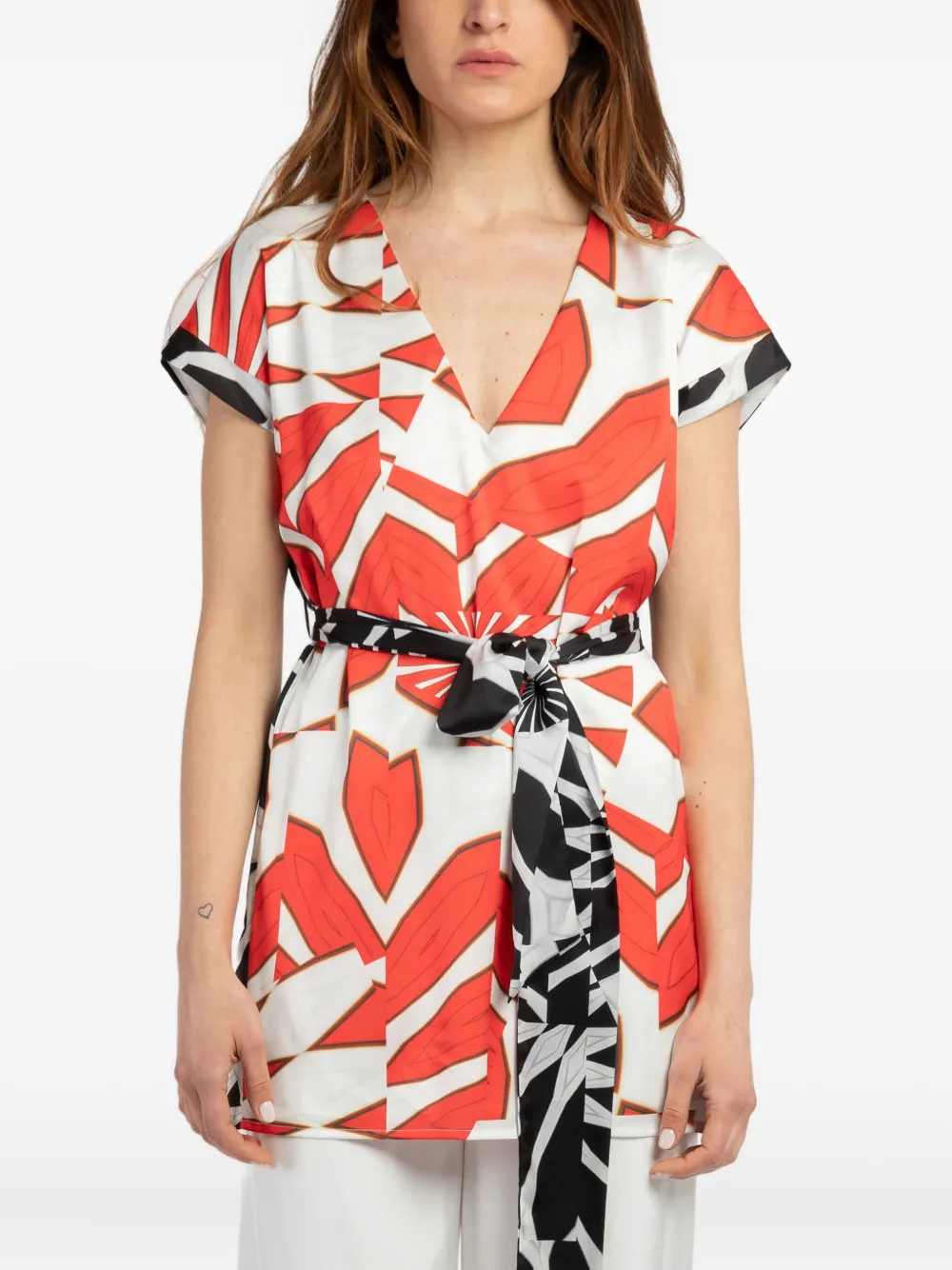 

Блузка с V-образным вырезом и короткими рукавами Twinset, красный