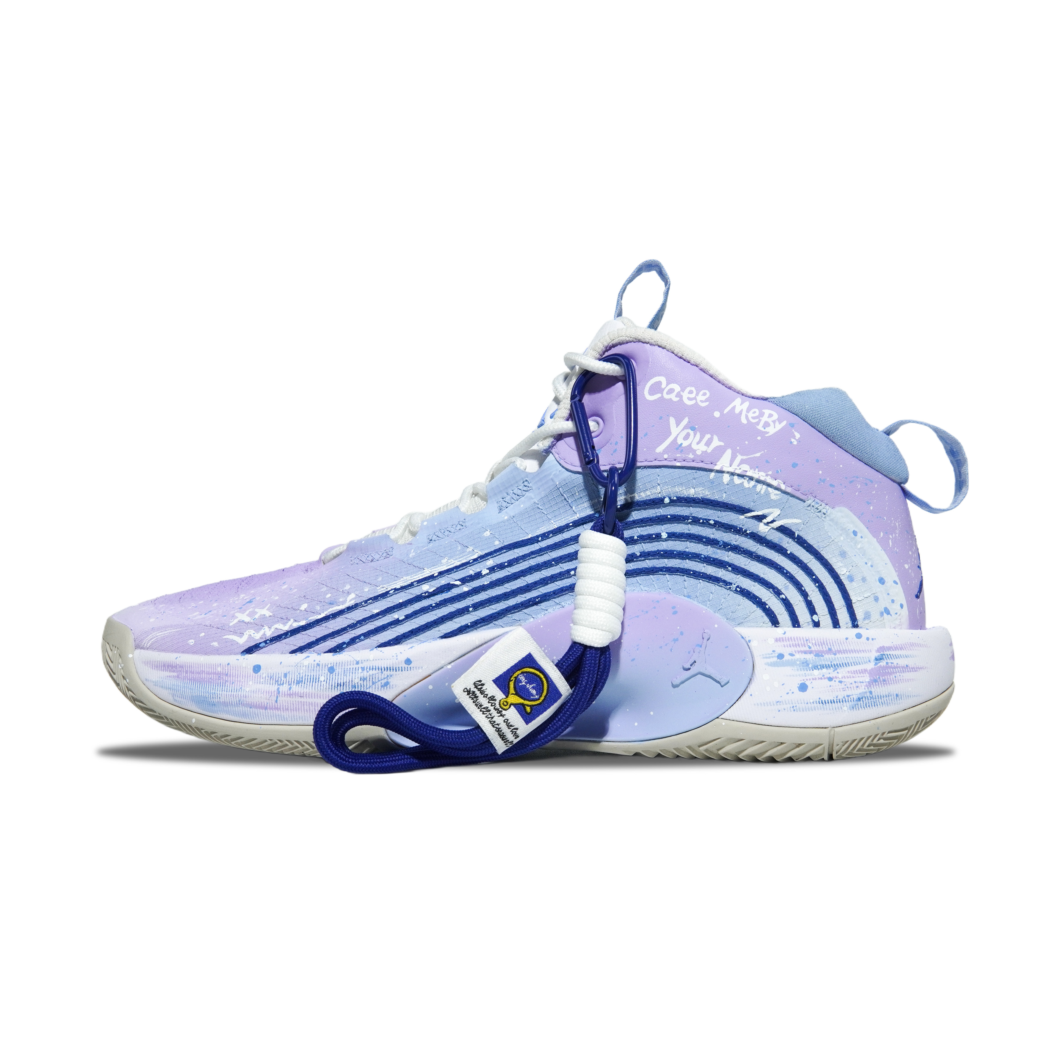 

Jordan Баскетбольные кроссовки Jumpman 2021, мужские, средний верх, белые/синие/фиолетовые