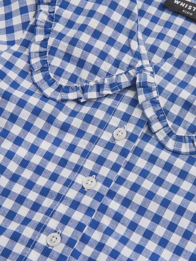 Детский пижамный комплект из хлопка с воротником в клетку Whistles, Blue — фото 3