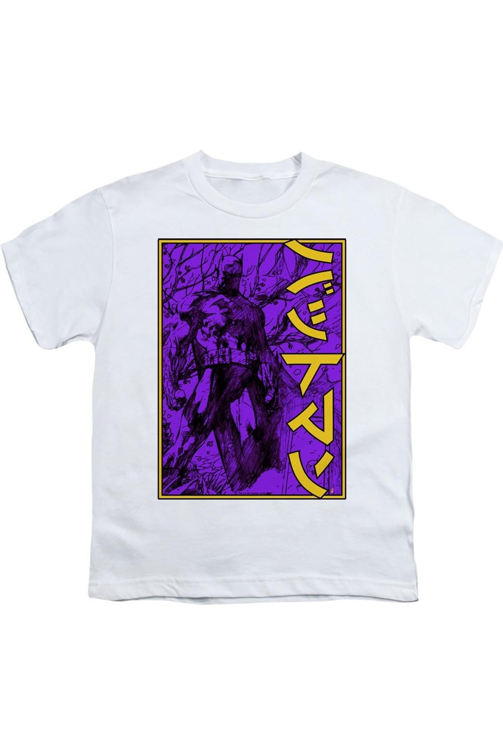 

Футболка с коротким рукавом для подростков Batman с крупными иероглифами в рамке Gildan, белый