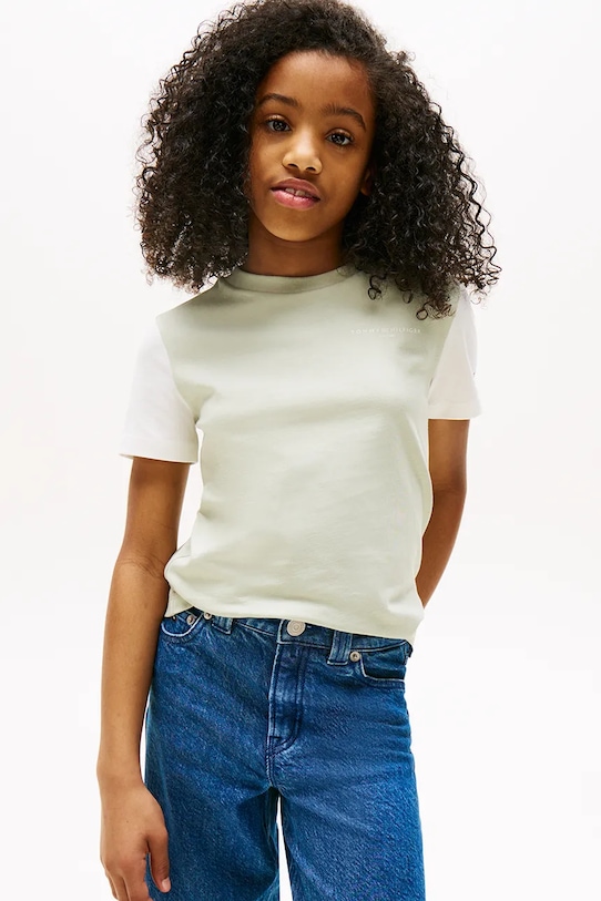 

Детская хлопковая футболка Tommy Hilfiger, бирюзовый