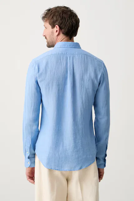 Рубашка льняная Slim Fit Polo Ralph Lauren, синий — фото 3