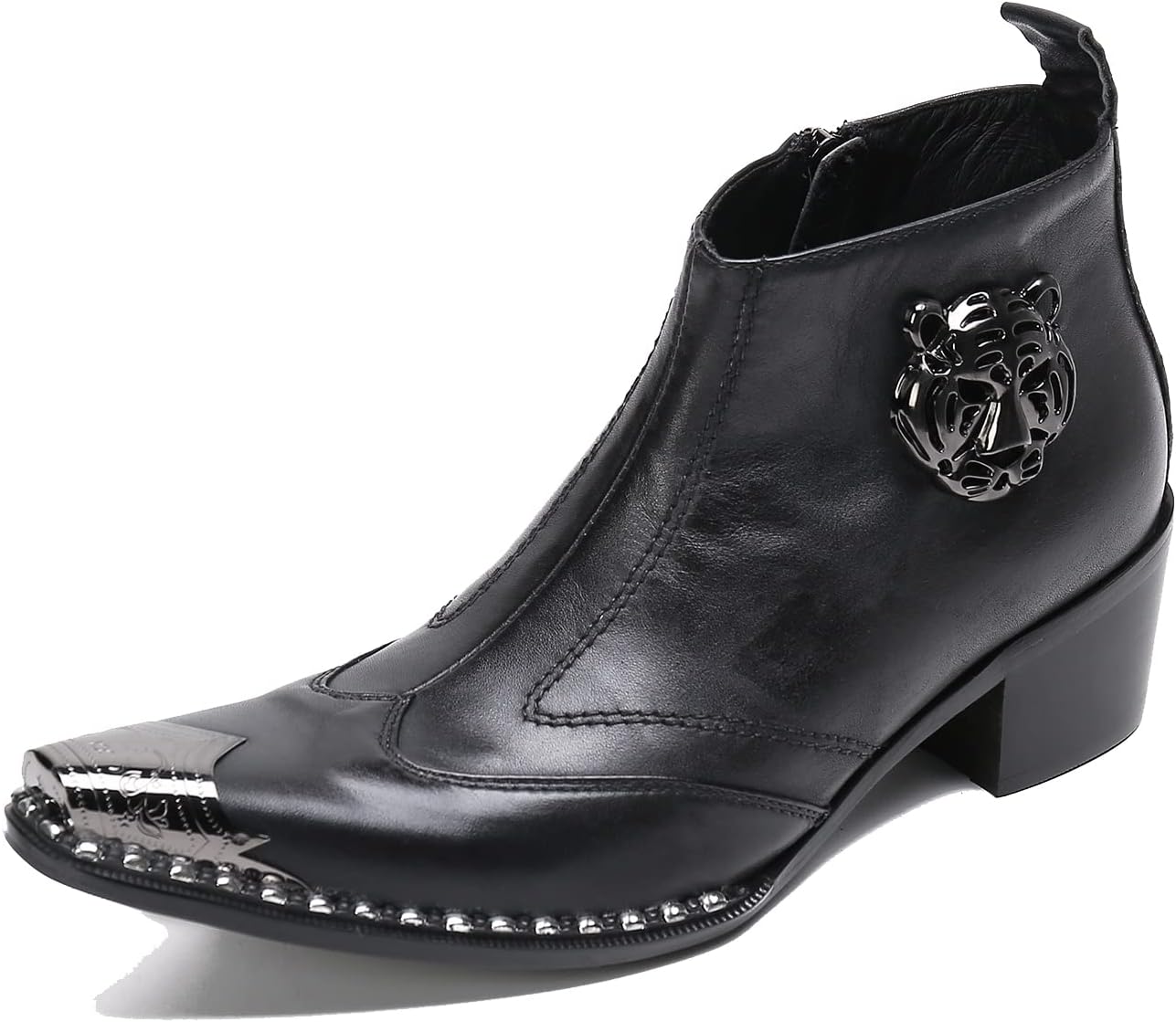 

Мужские ботинки челси Santimon, Классические ботинки из натуральной кожи, С острым носком и боковой молнией, Ковбойские сапоги в стиле вестерн для выпускного бала, свадьбы, вечеринки и повседневной носки, черный