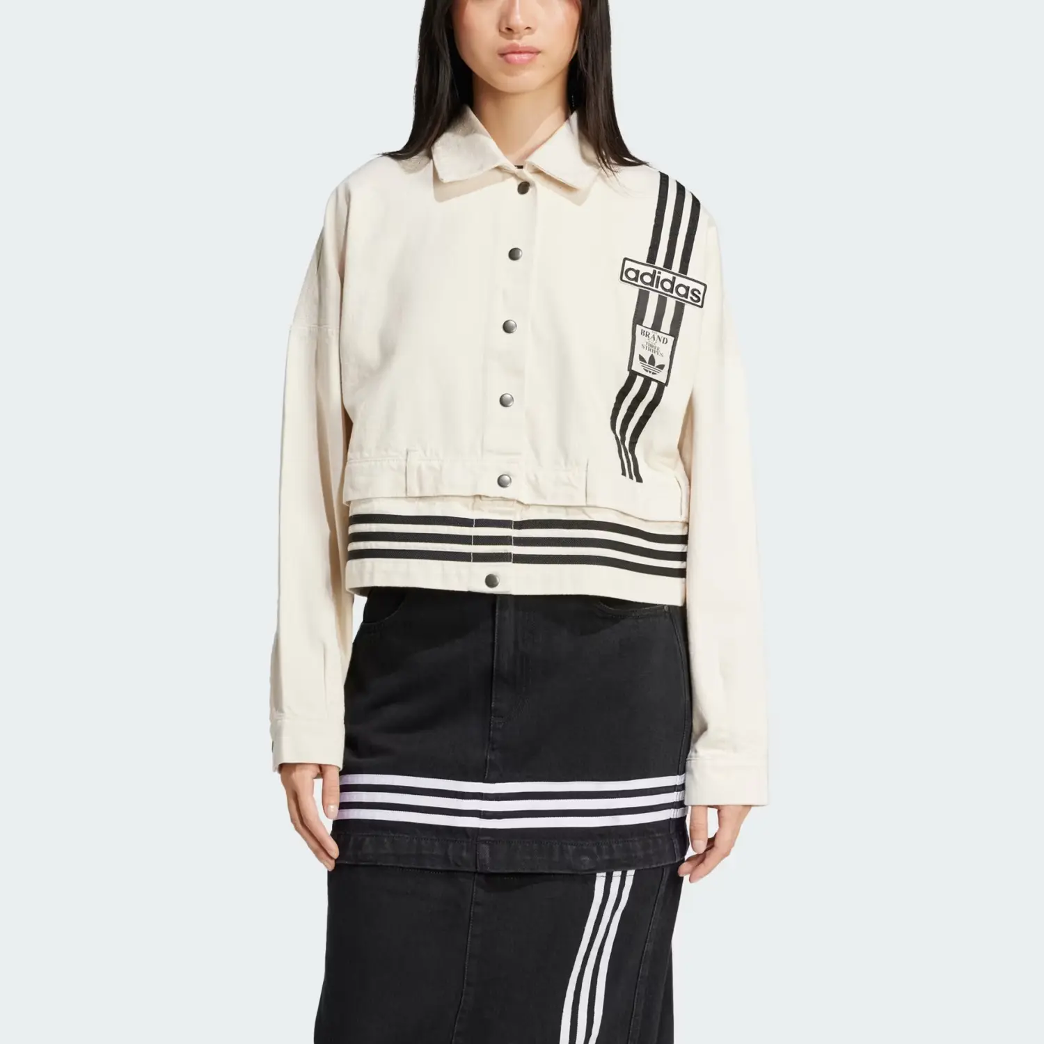 Adidas Originals Бомбер Adidas из хлопка, Natural Denim Beige Yellow — фото 3