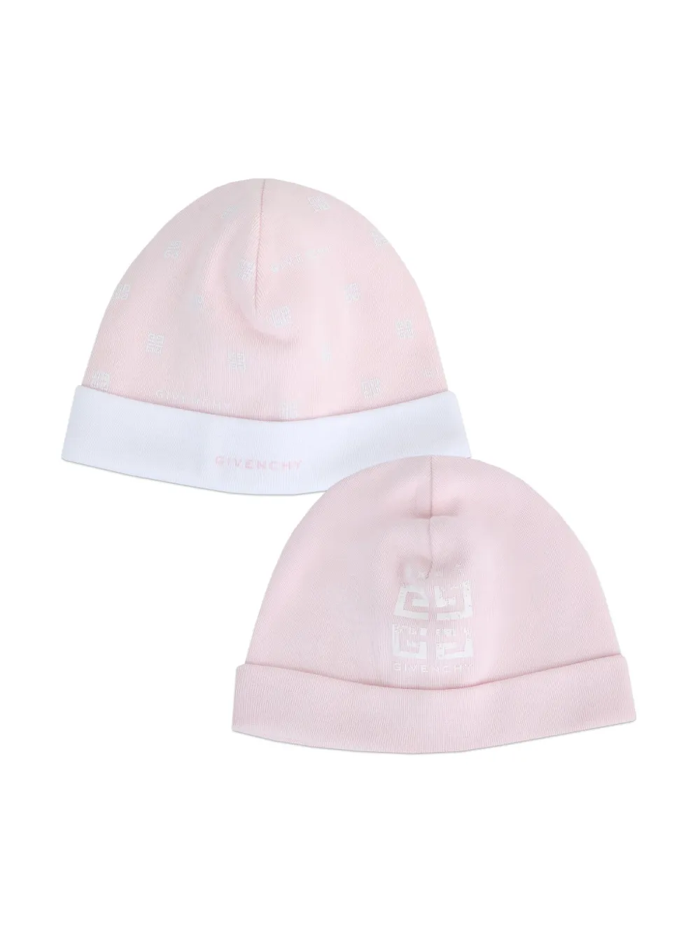 

Комплект из двух шапок бини с принтом 4G Givenchy Kids, розовый