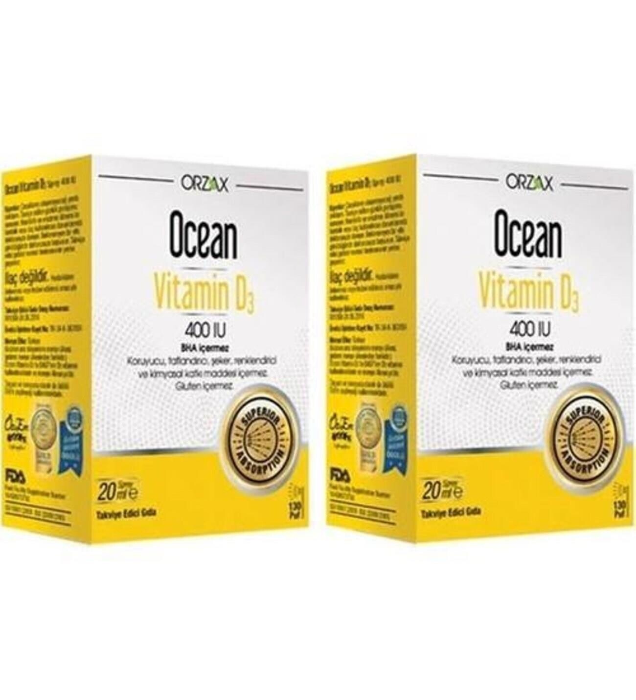 

Ocean Vitamin D3 400 МЕ спрей 20 мл 2 шт. ORZAX