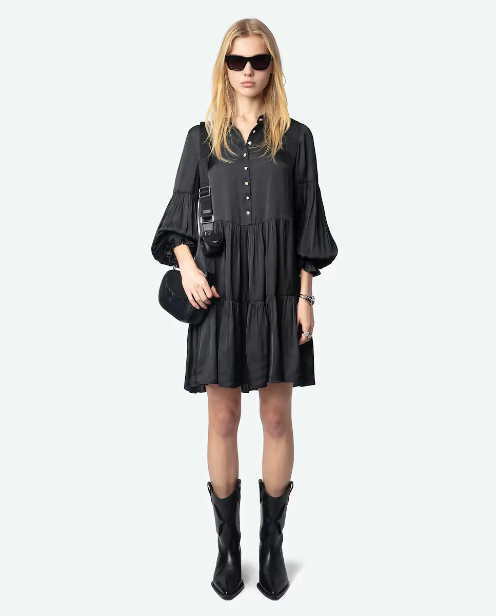 

Платье Randy из атласа с длинными рукавами Zadig & Voltaire, черный