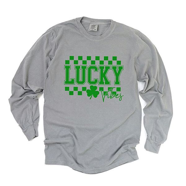 

Футболка Lucky Vibes с длинным рукавом в клетку Simply Sage Market, Grey